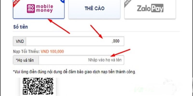 Nạp tiền SBOBET qua ví điện tử bằng cách quét QR  